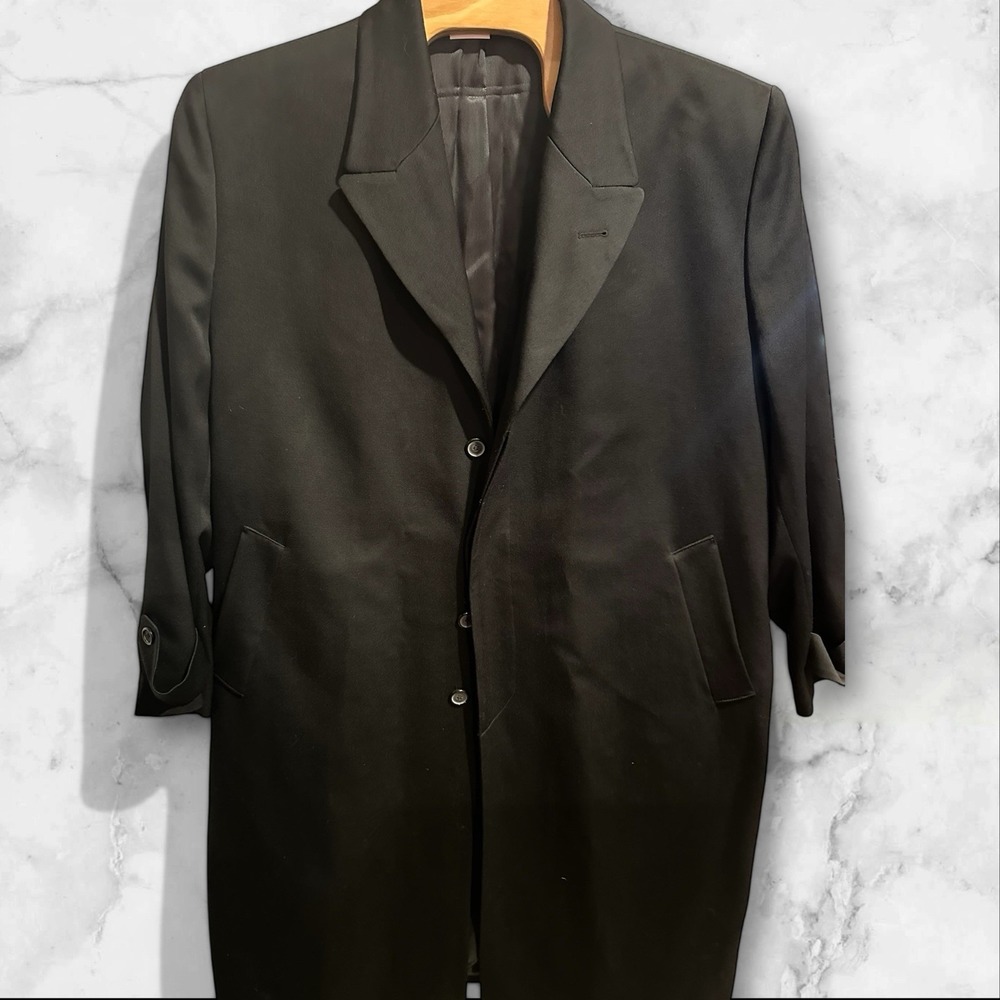Lineage Giannetti‎ Piero Wool Black Belted Long Trench Coat  52R